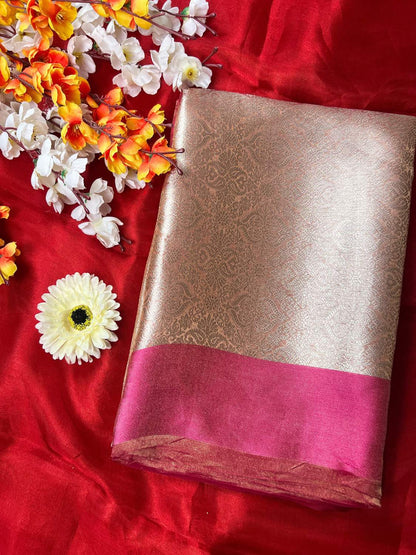 Pink Brocade Tissue Silk saree