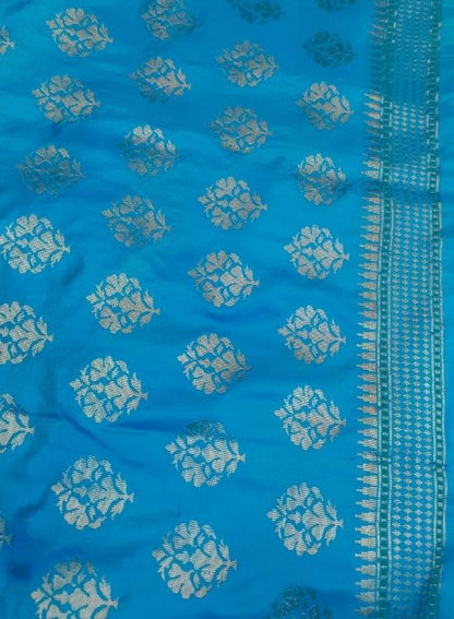 Handwoven Blue Katan Silk Saree