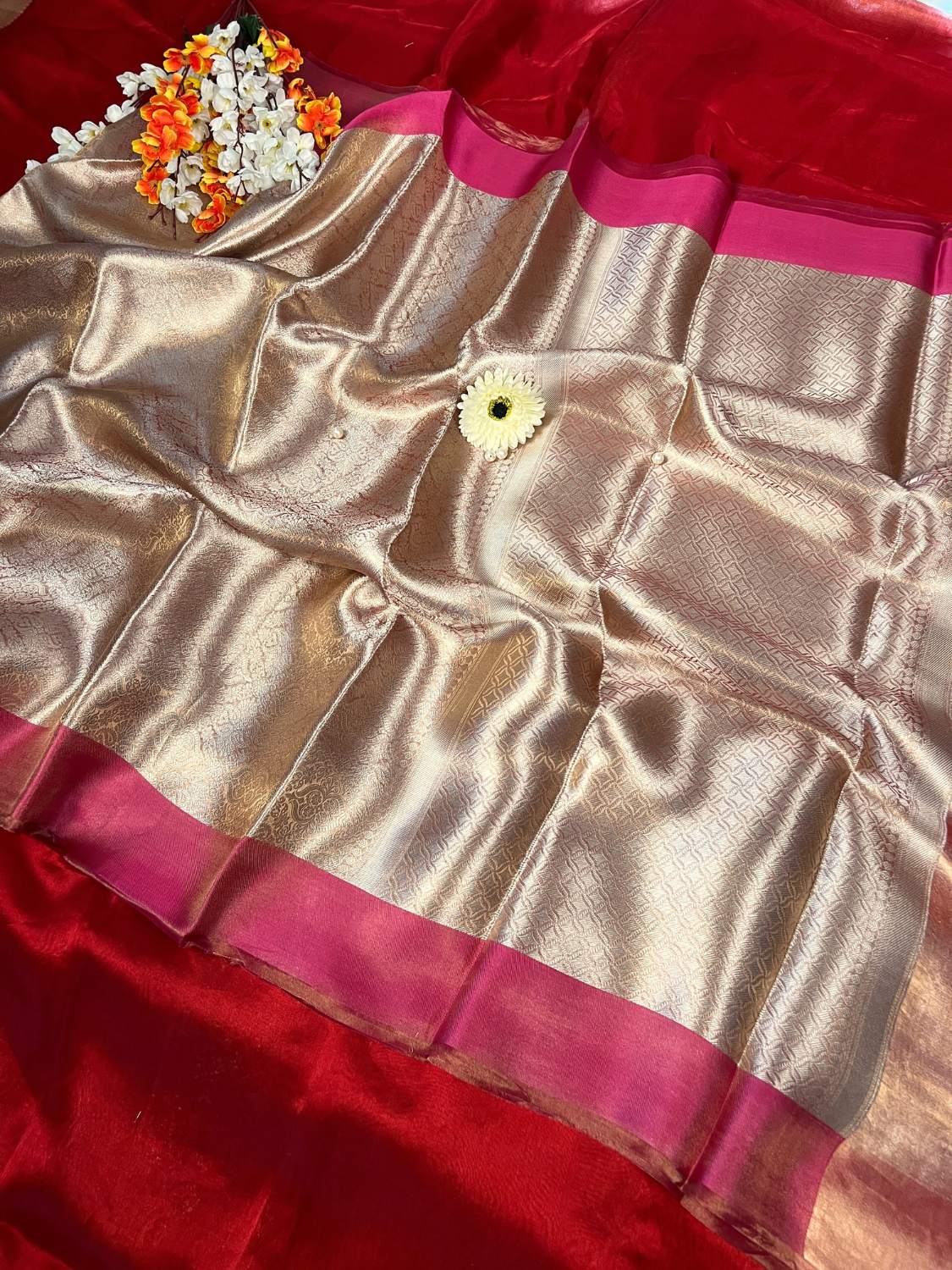 Pink Brocade Tissue Silk saree