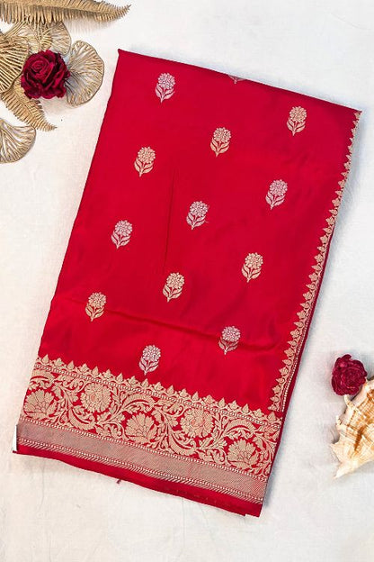 Handwoven Royal Red Katan Silk Saree