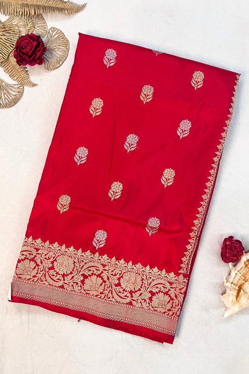 Handwoven Royal Red Katan Silk Saree