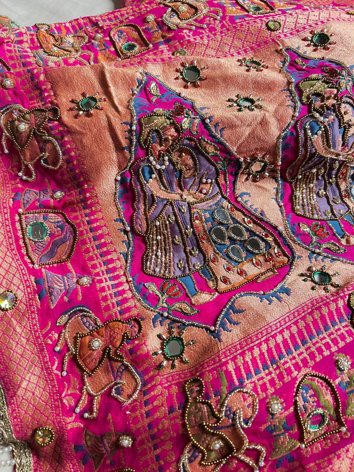 Hot Pink Bandhej Saree
