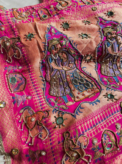 Hot Pink Bandhej Saree