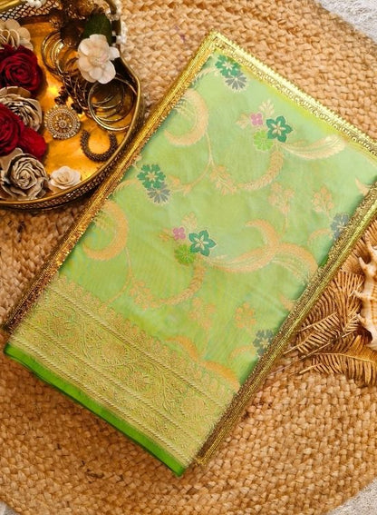 Handwoven Green Katan Silk Saree