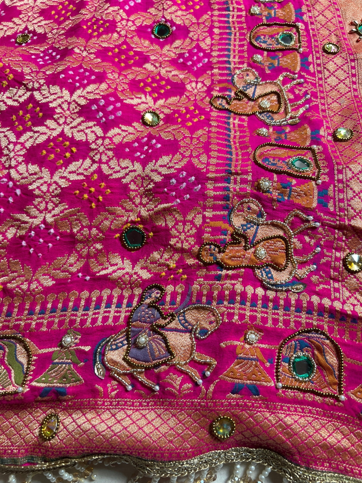 Hot Pink Bandhej Saree