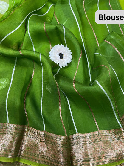 Green Kora Silk Saree Blouse