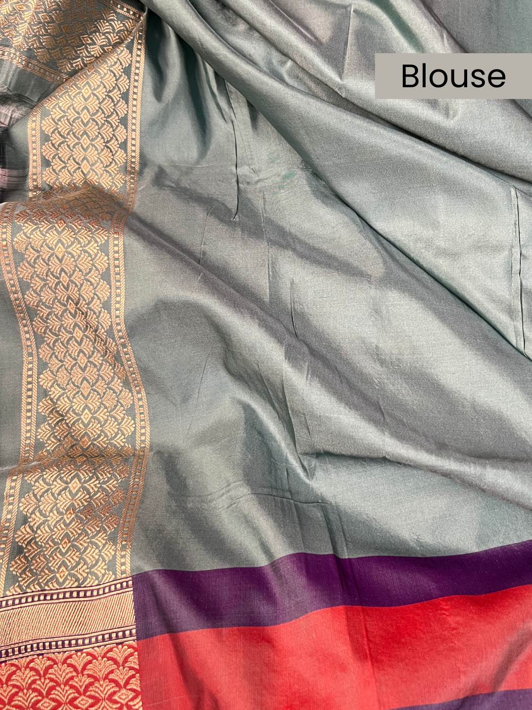 Aqua Blue Mashru Silk blouse