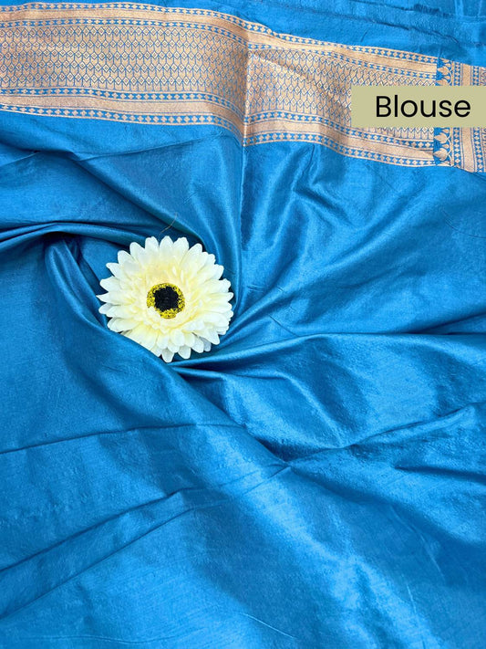Blue Katan Silk Saree