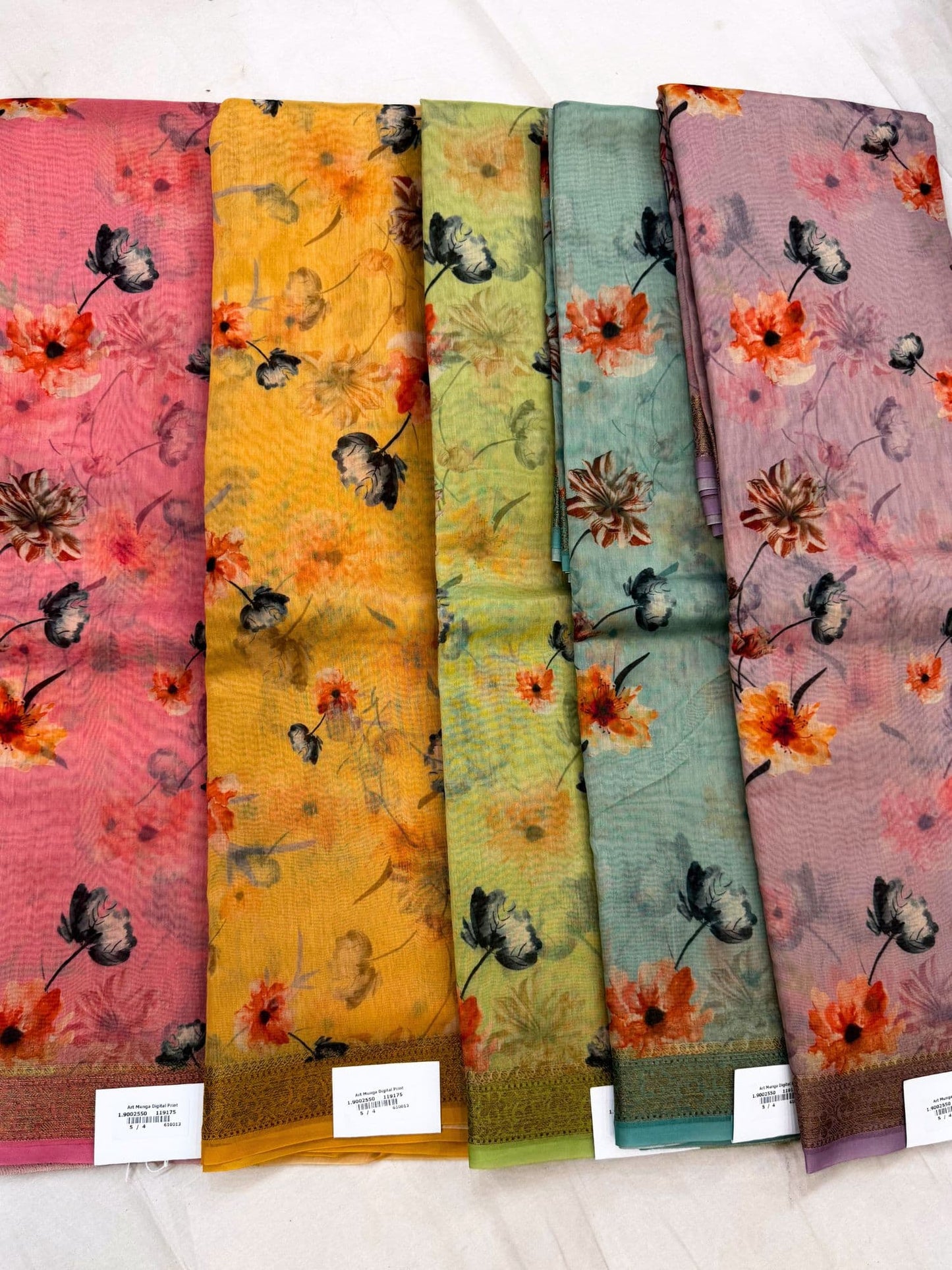 Art munga digital print featuring a rich blend of traditional motifs and modern design, crafted with vibrant colors and fine detailing for a luxurious look - mantavya banaras