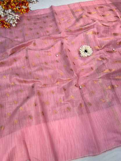 Pink Banarasi Silk Saree - Mantavya Banaras