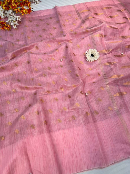 Pink Banarasi Silk Saree - Mantavya Banaras