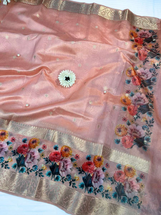 Pink Banarasi Silk Saree - Mantavya Banaras