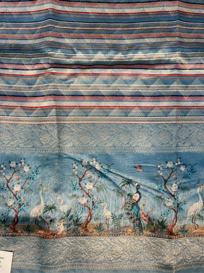 Blue Banarasi Silk Saree - Mantavya Banaras