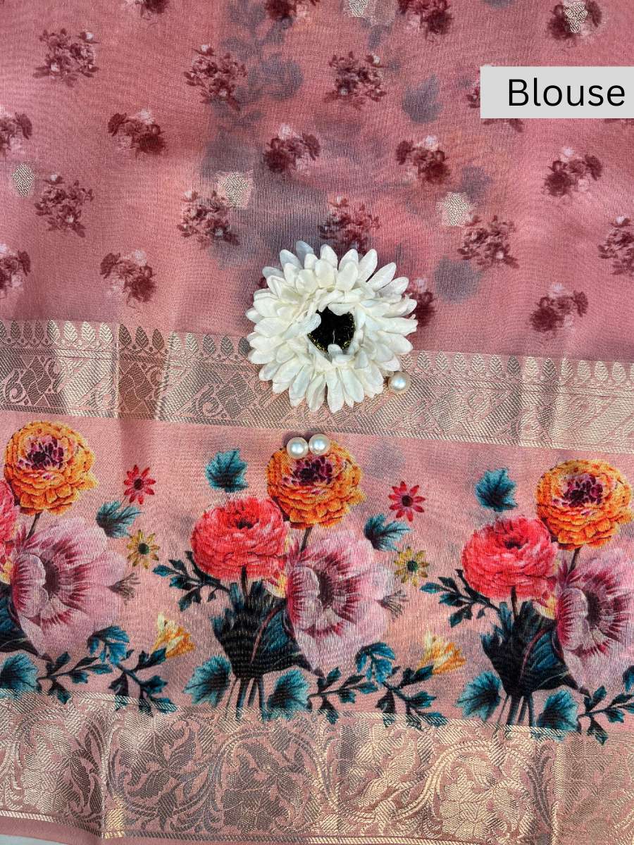 Pink Banarasi Silk Blouse - Mantavya Banaras