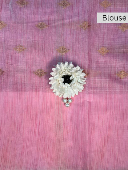 Pink Banarasi Silk Blouse - Mantavya Banaras