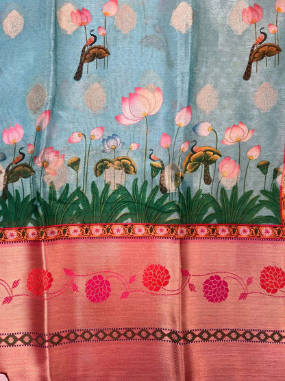 Blue Banarasi Silk Saree - Mantavya Banaras