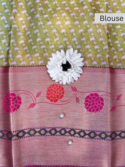Blue Banarasi Silk Blouse - Mantavya Banaras