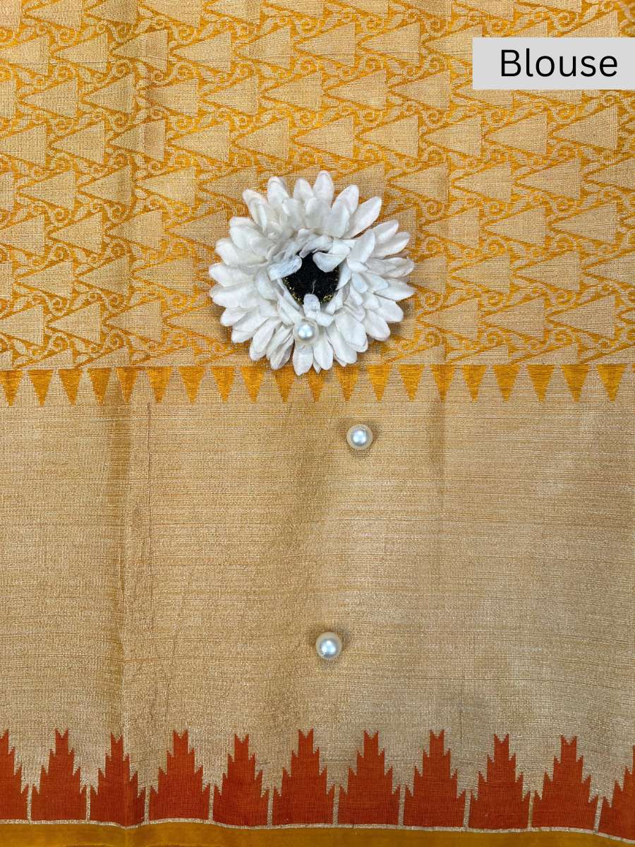 Yellow Banarasi Silk Blouse - Mantavya Banaras