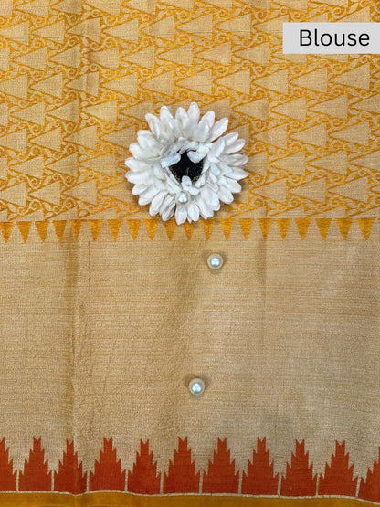 Yellow Banarasi Silk Blouse - Mantavya Banaras
