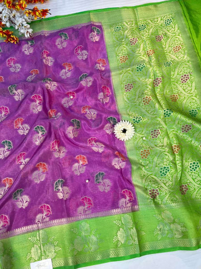 Purple Banarasi Silk Saree - Mantavya Banaras