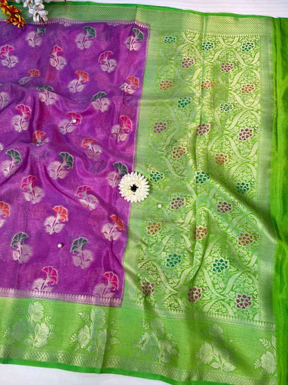 Purple Banarasi Silk Saree - Mantavya Banaras