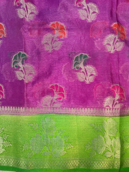 Purple Banarasi Silk Saree - Mantavya Banaras