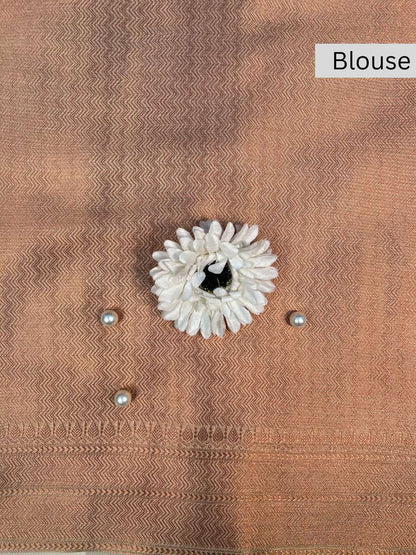 Peach Banarasi Silk Blouse - Mantavya Banaras