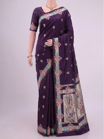 Deep Purple Katan silk Saree Dummy View 01