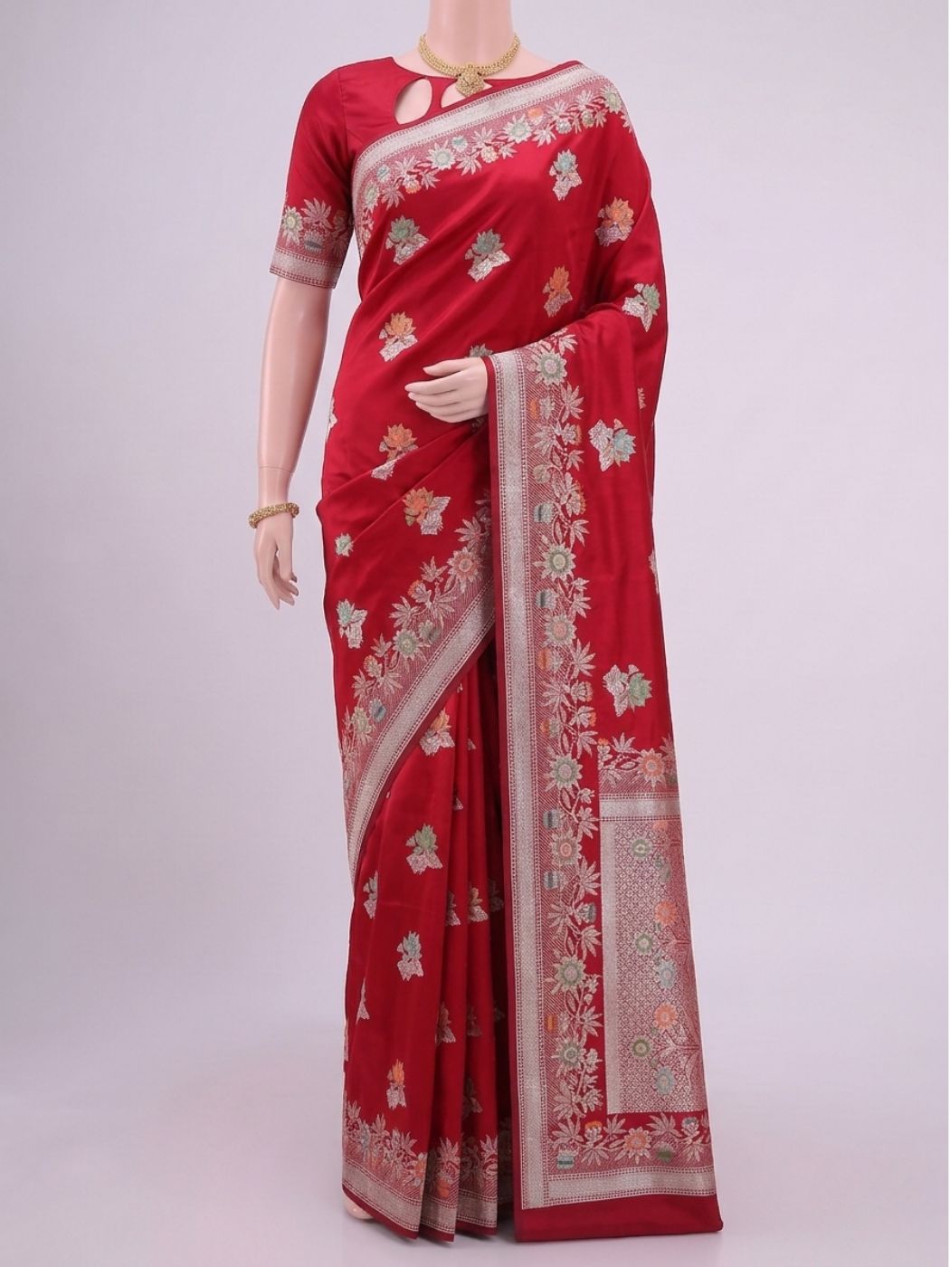 Red Katan Silk saree Dummy View 01