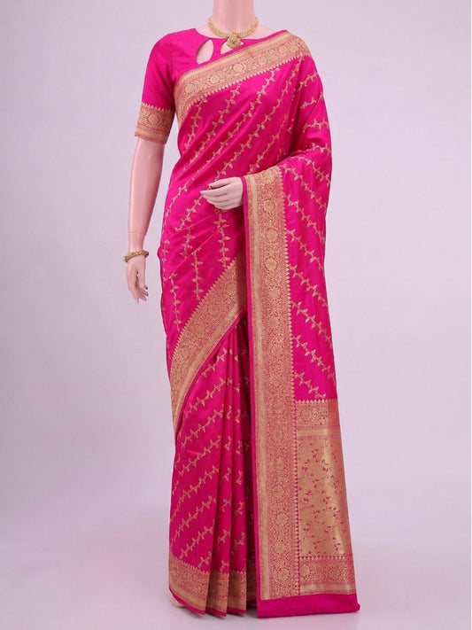 Rani Pink Katan Silk Saree Dummy View 01