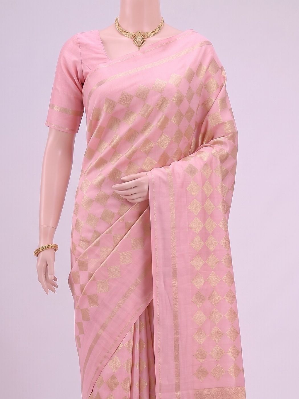 Peach Katan Silk Saree Saree Dummy View 02