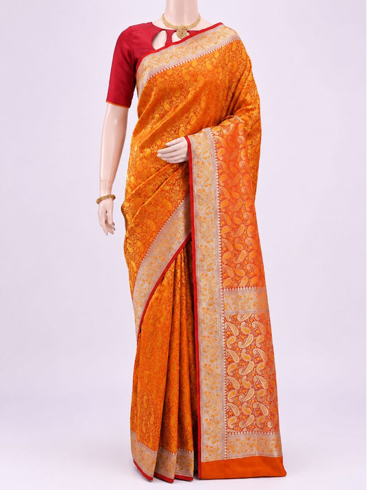 Rust Orange Katan Silk Saree dummy View 01