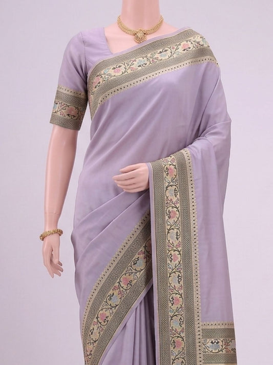 Lavender Katan Silk Saree Dummy View 02