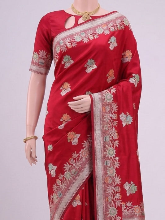 Red Katan Silk saree Dummy View 02