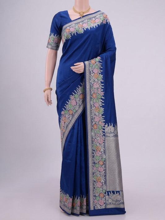 Navy Blue Katan Silk Saree Dummy View 01