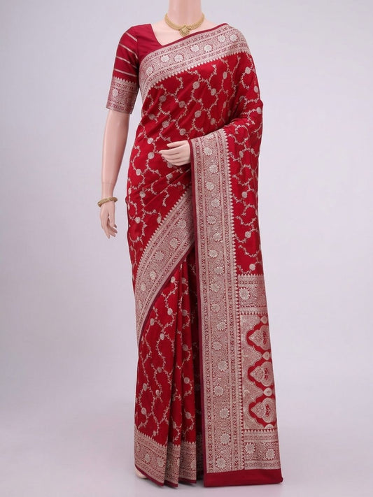  Red Katan Silk Saree Dummy View 01