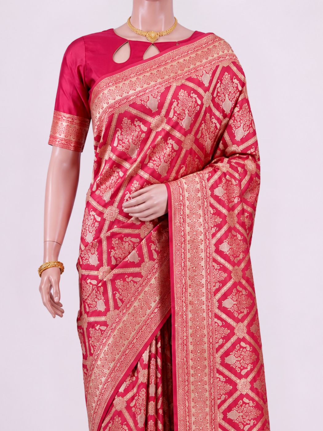 Pink Katan Silk Saree Dummy View 02