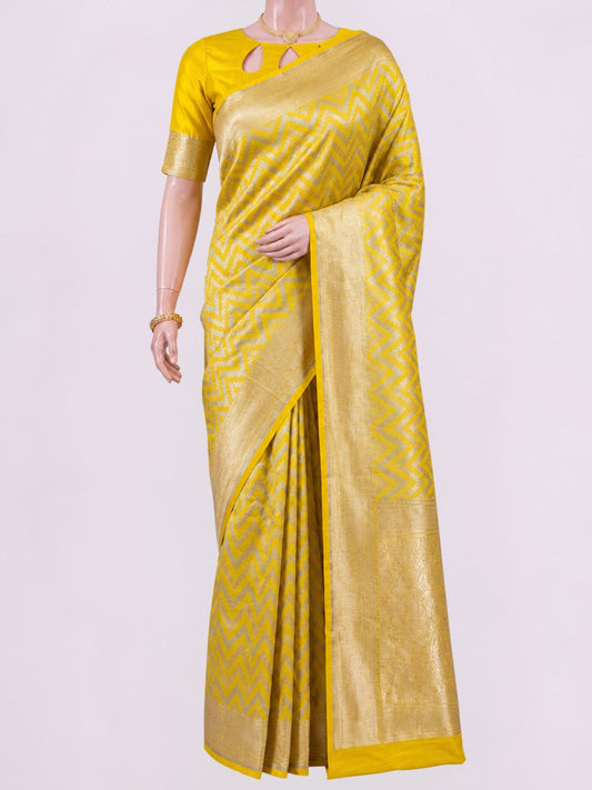 Yellow Katan Silk Saree Dummy View 01