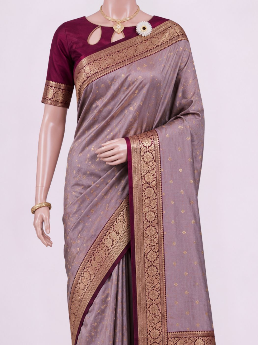 Mauve Katan Silk Saree Dummy View 02