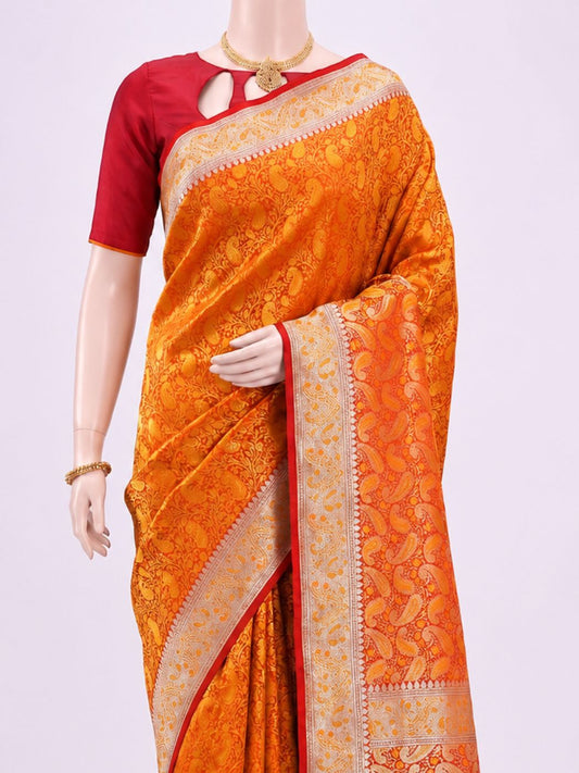 Rust Orange Katan Silk Saree dummy View 02