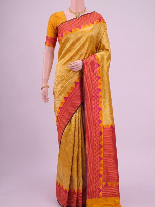 Golden-Yellow Katan Silk Saree Dummy View 01