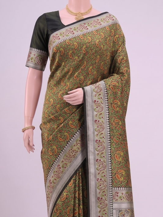 Green Katan Tanchoi Silk Saree Dummy View 02