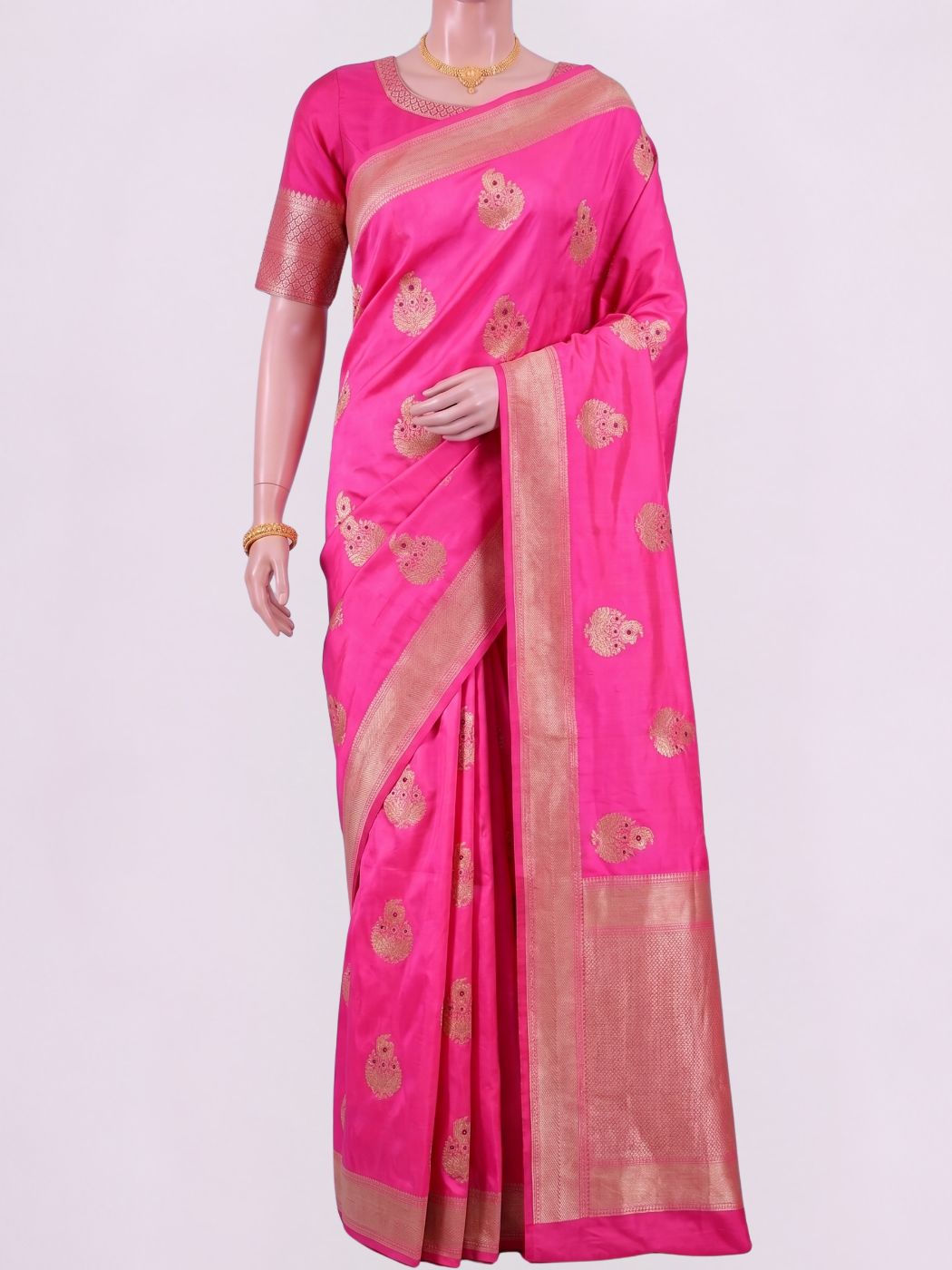Pink Katan Silk Saree Dummy View 01