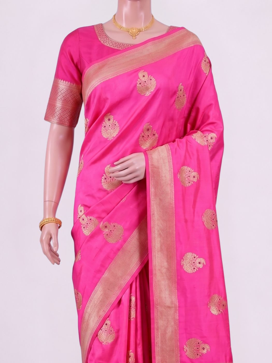 Pink Katan Silk Saree Dummy View 02