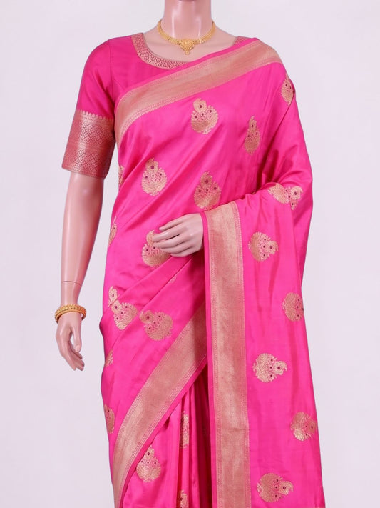 Pink Katan Silk Saree Dummy View 02