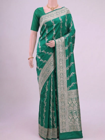 Emerald Green Katan Silk Saree Dummy View 01