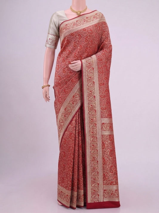Peach Katan Silk Saree Dummy View 01