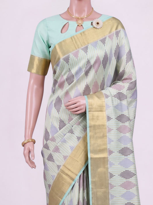 Aqua Green Katan Silk Saree Dummy View 02