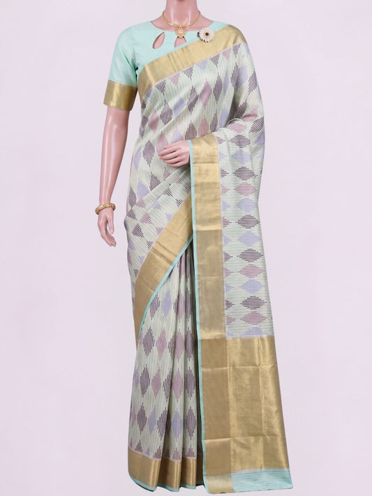 Aqua Green Katan Silk Saree Dummy View 01