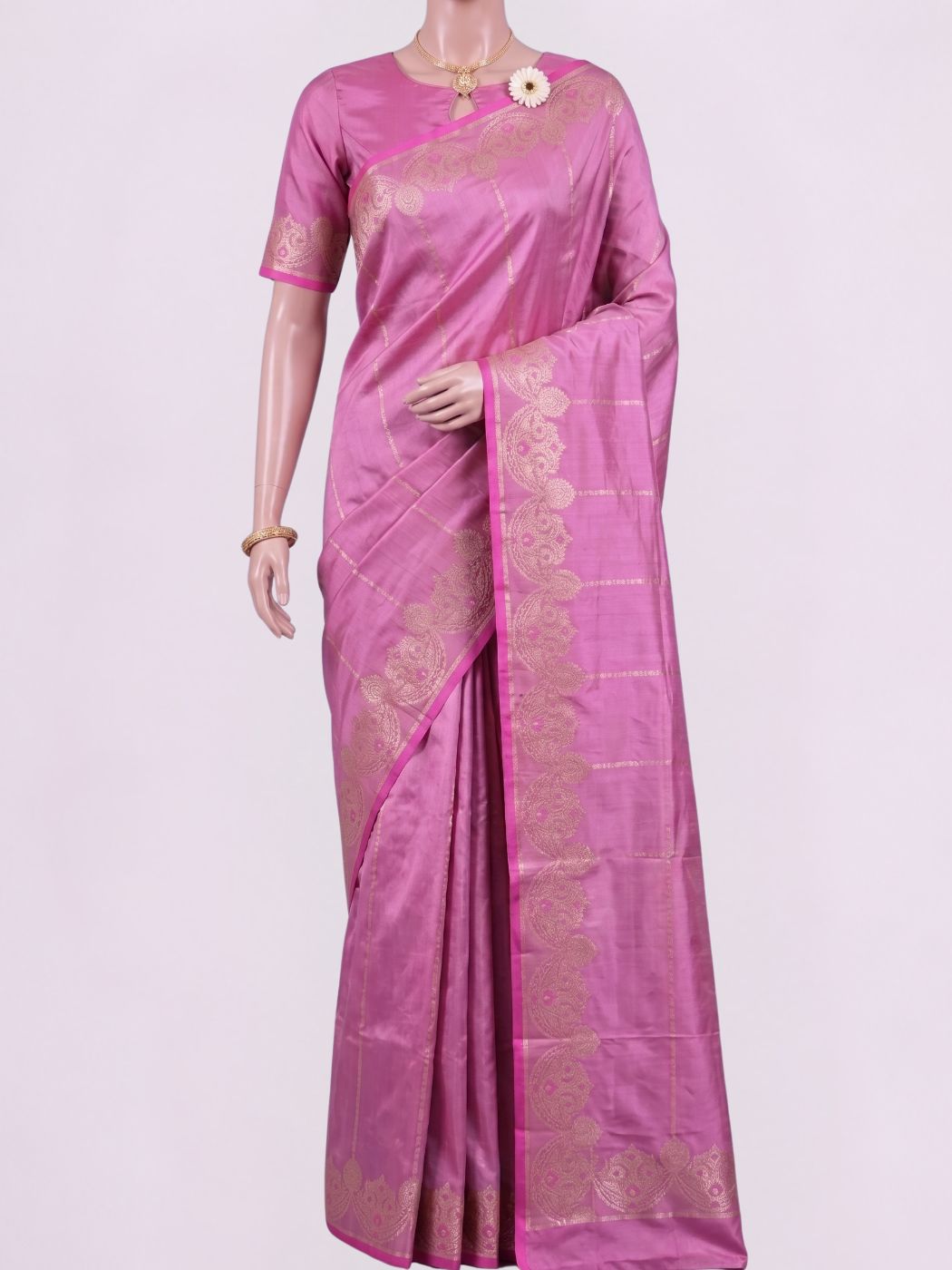 Pink Katan Silk Saree Dummy View 01